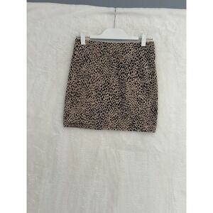 Brandy Melville Leopard Print Mini Skirt Tan Black Animal Print A-Line Skirt